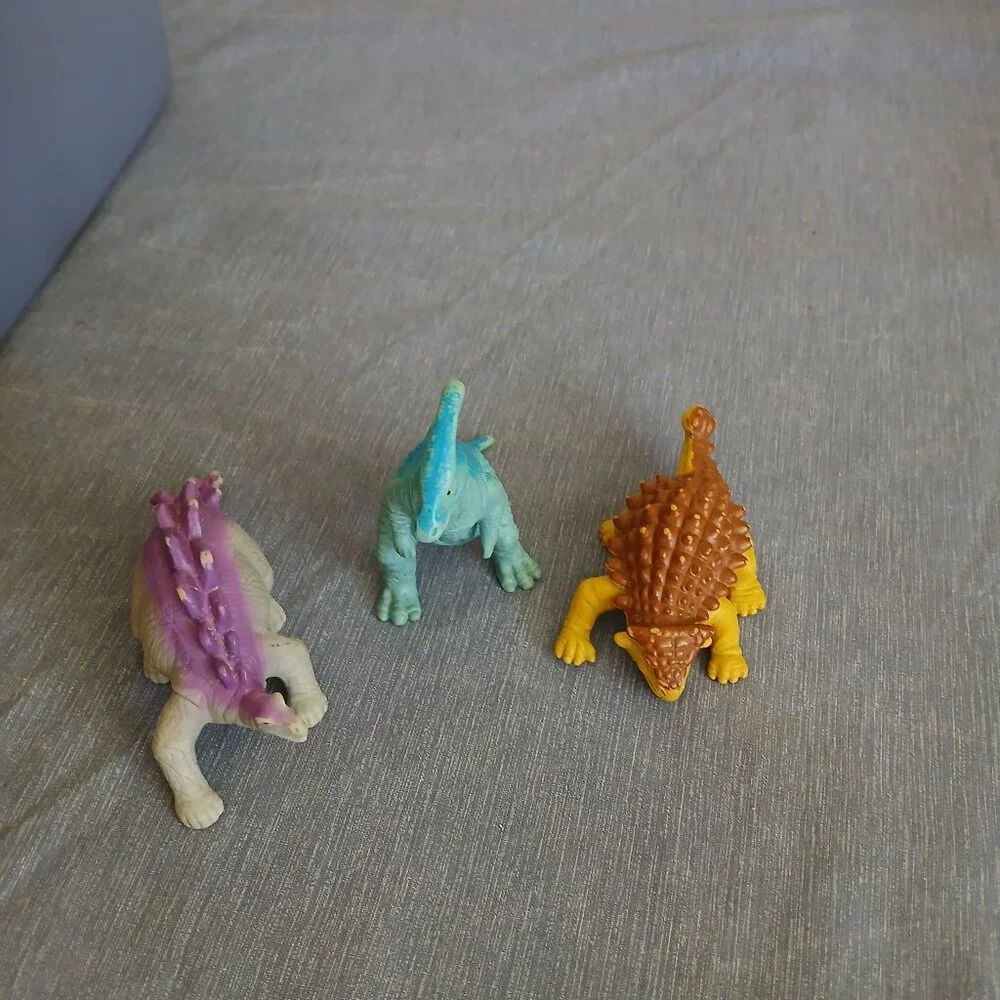 Vintage Playskool Dinosaur Ankylosaurus + Paralosaurulophus + Stegosaurus 1988